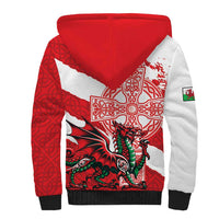 Wales Celtic Cross Sherpa Hoodie Cymru Am Byth Red Version - Wonder Print Shop