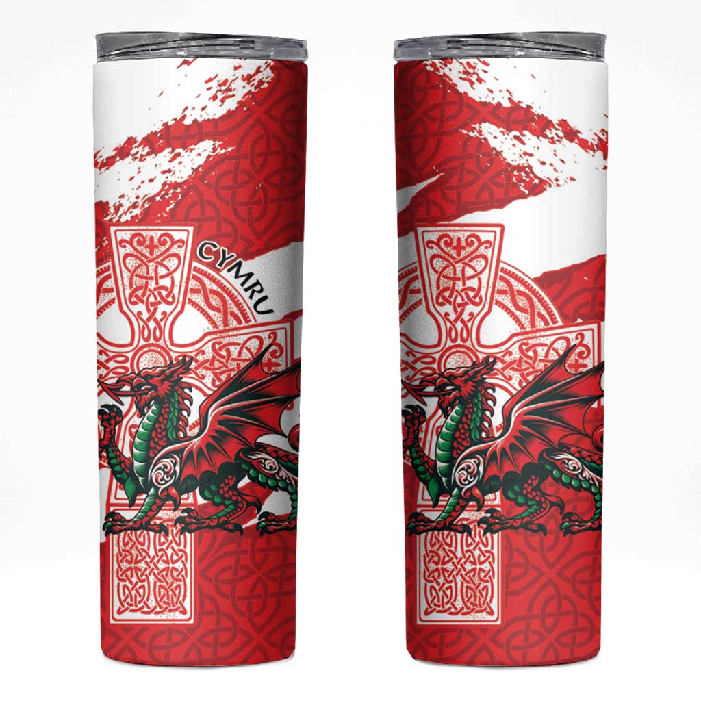 Wales Celtic Cross Skinny Tumbler Cymru Am Byth Red Version - Wonder Print Shop