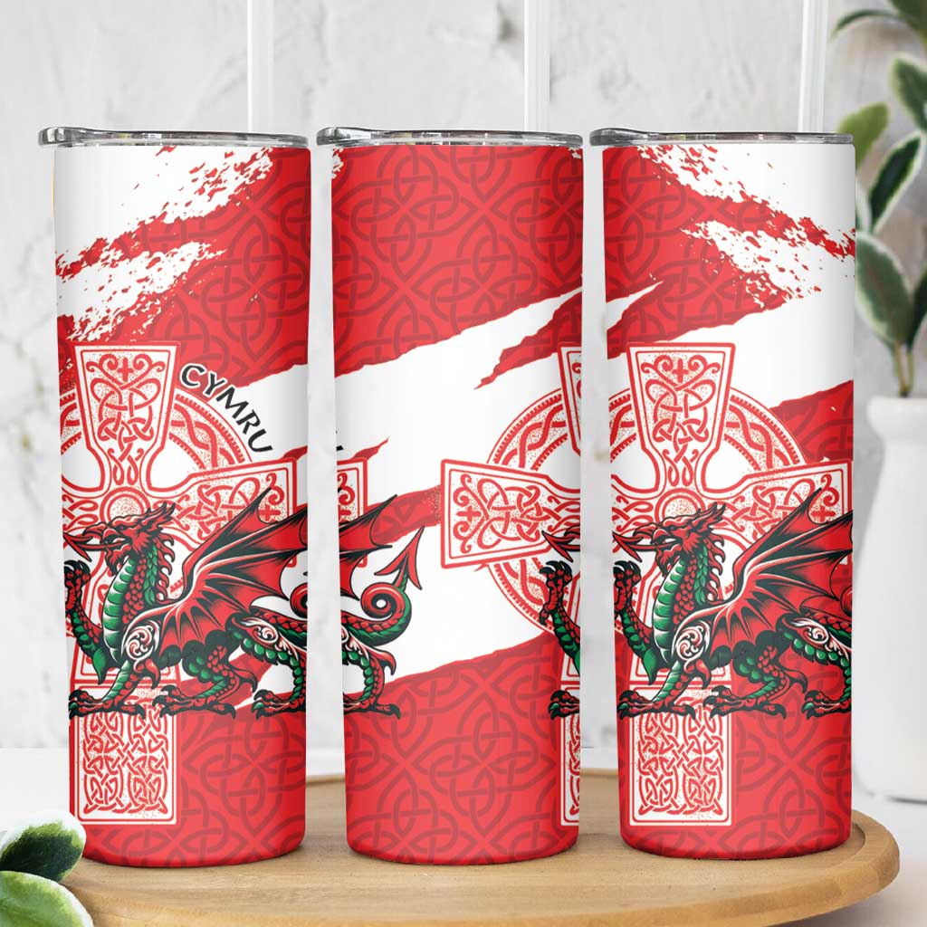 Wales Celtic Cross Skinny Tumbler Cymru Am Byth Red Version - Wonder Print Shop