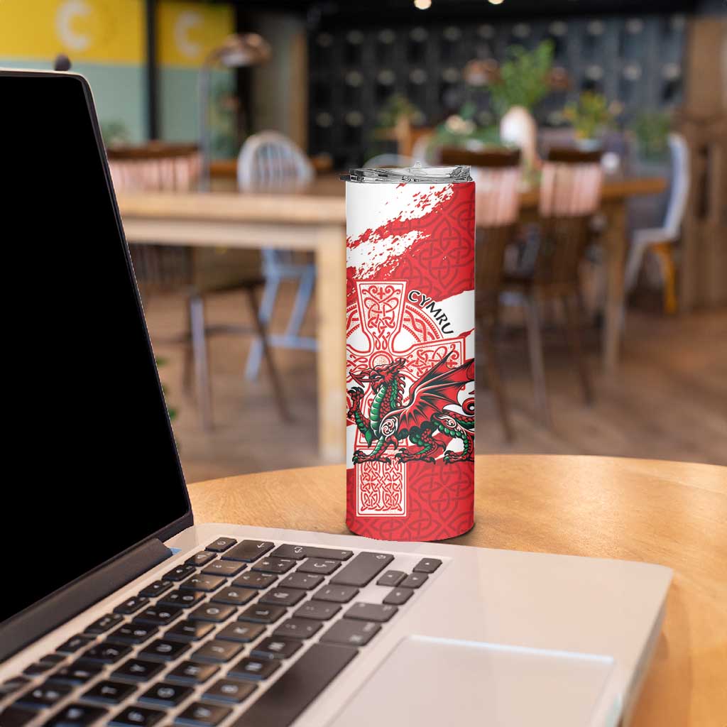 Wales Celtic Cross Skinny Tumbler Cymru Am Byth Red Version - Wonder Print Shop