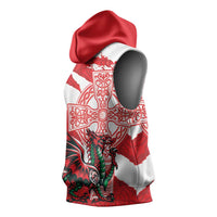 Wales Celtic Cross Sleeveless Hoodie Cymru Am Byth Red Version - Wonder Print Shop