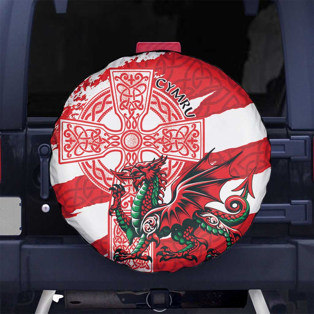 Wales Celtic Cross Spare Tire Cover Cymru Am Byth Red Version - Wonder Print Shop