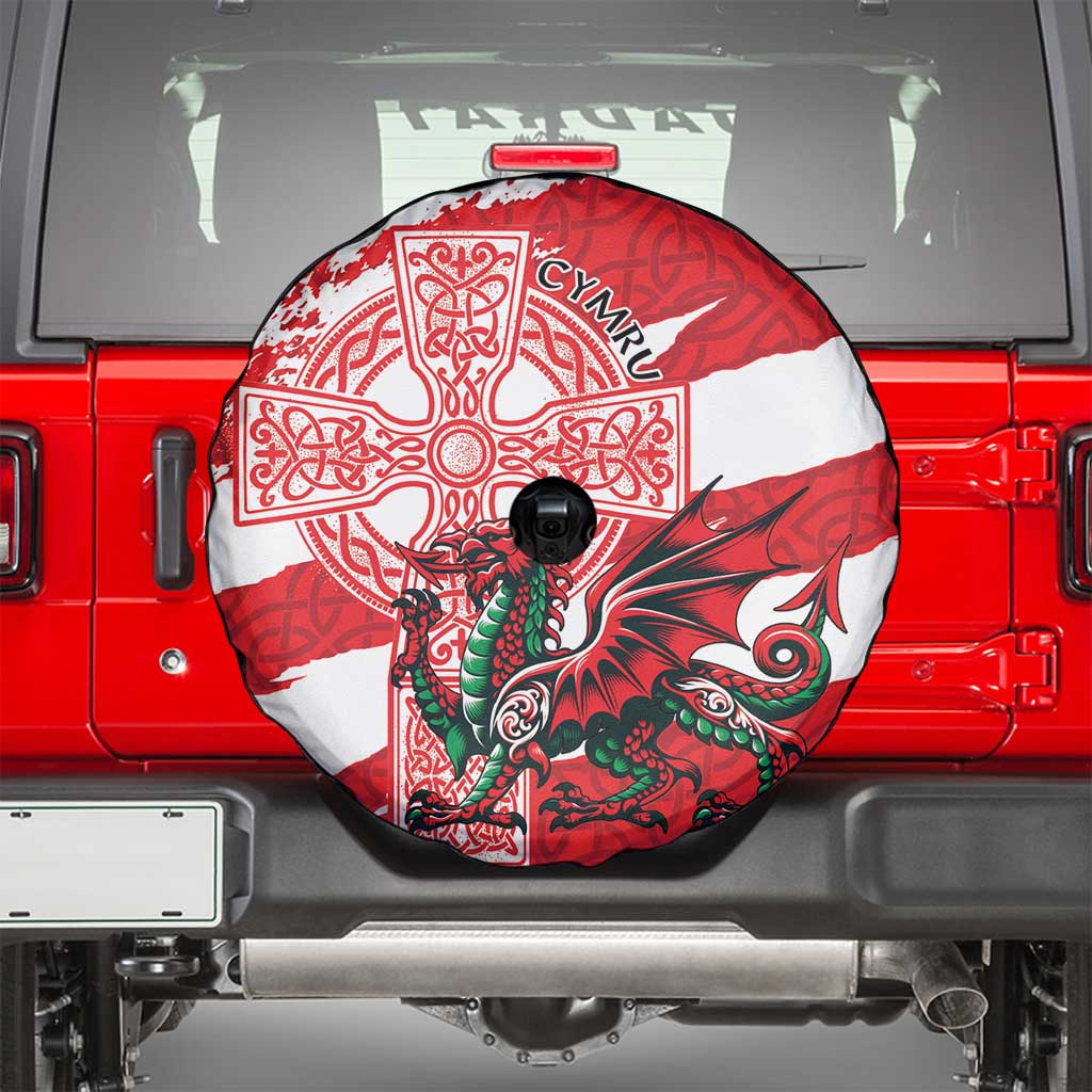 Wales Celtic Cross Spare Tire Cover Cymru Am Byth Red Version - Wonder Print Shop