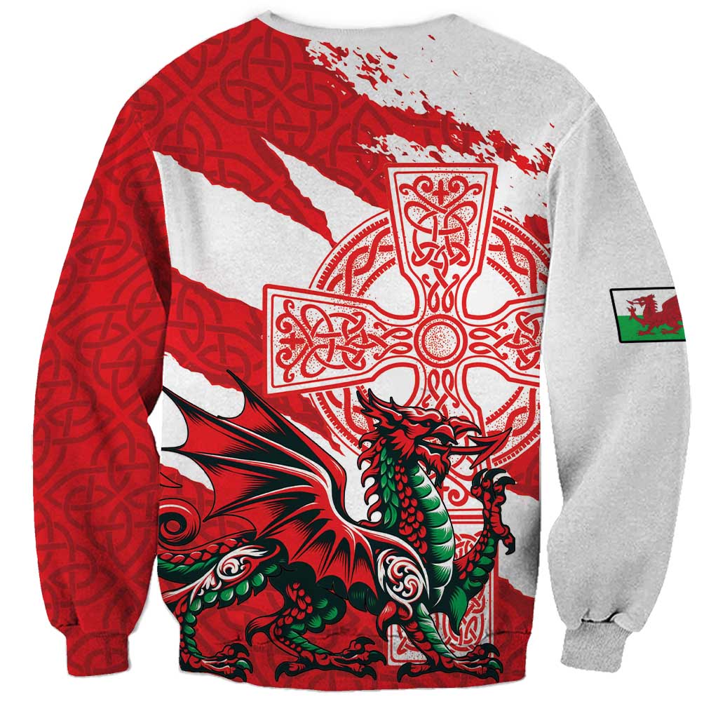 Wales Celtic Cross Sweatshirt Cymru Am Byth Red Version - Wonder Print Shop