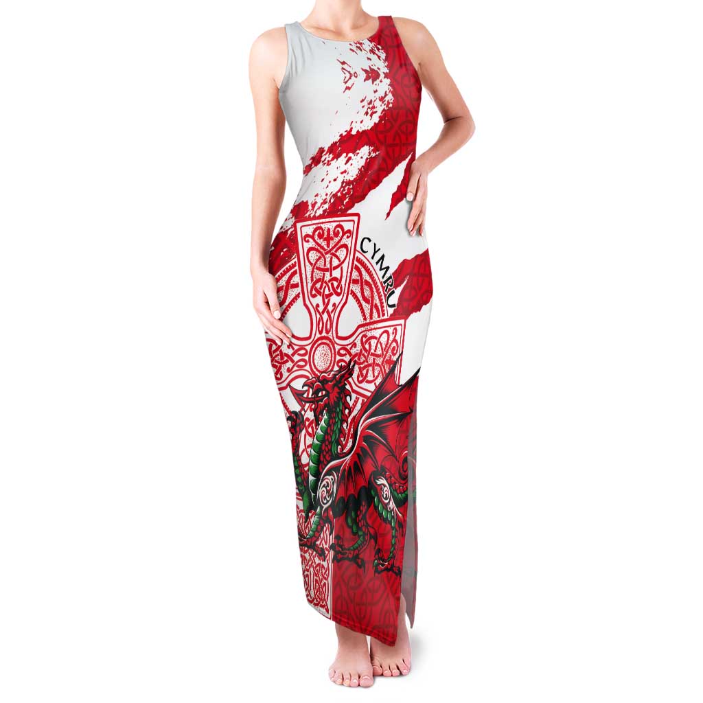 Wales Celtic Cross Tank Maxi Dress Cymru Am Byth Red Version - Wonder Print Shop
