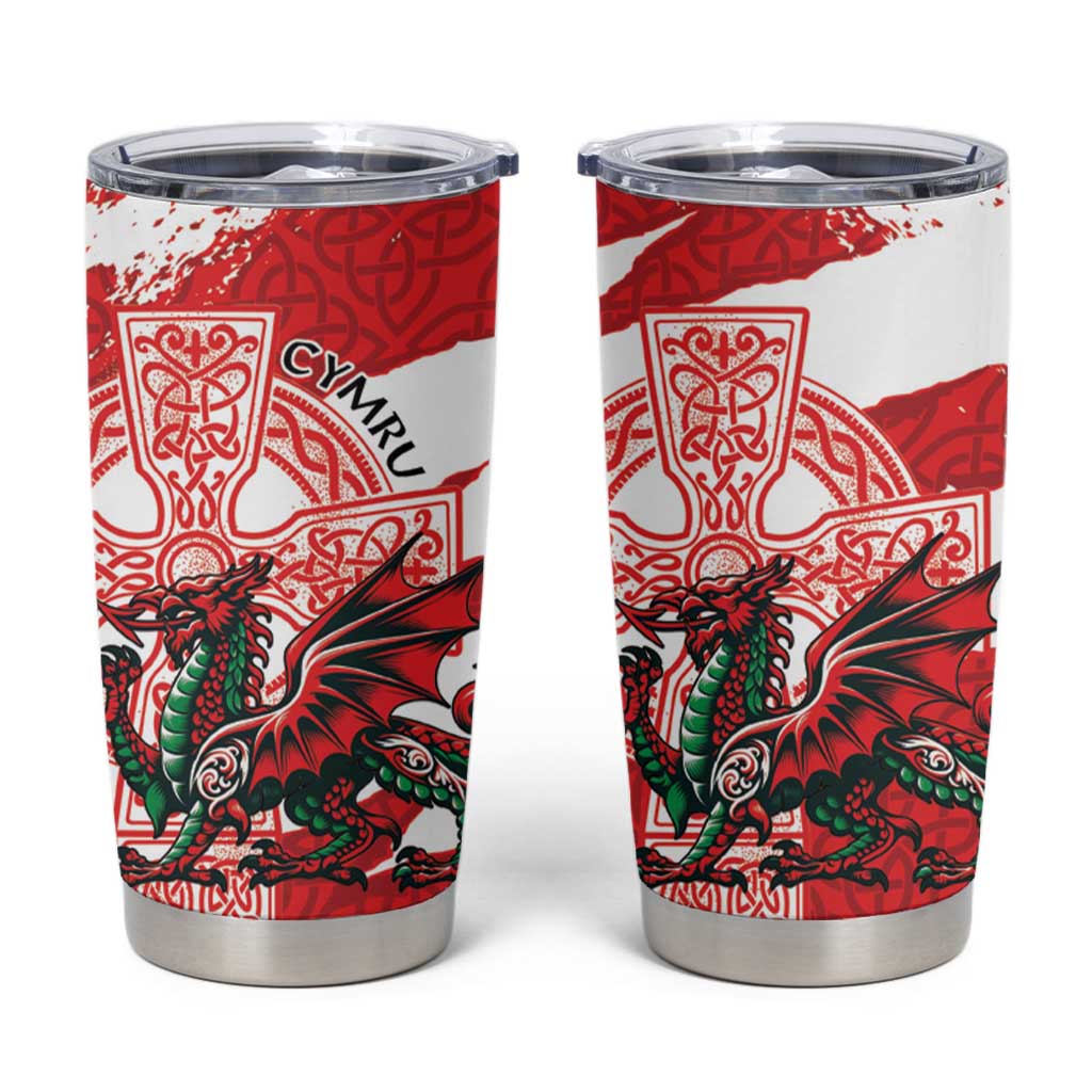 Wales Celtic Cross Tumbler Cup Cymru Am Byth Red Version - Wonder Print Shop