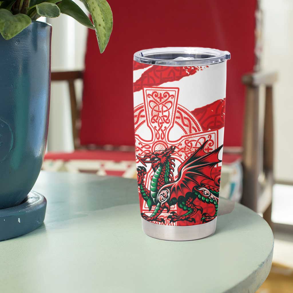 Wales Celtic Cross Tumbler Cup Cymru Am Byth Red Version - Wonder Print Shop