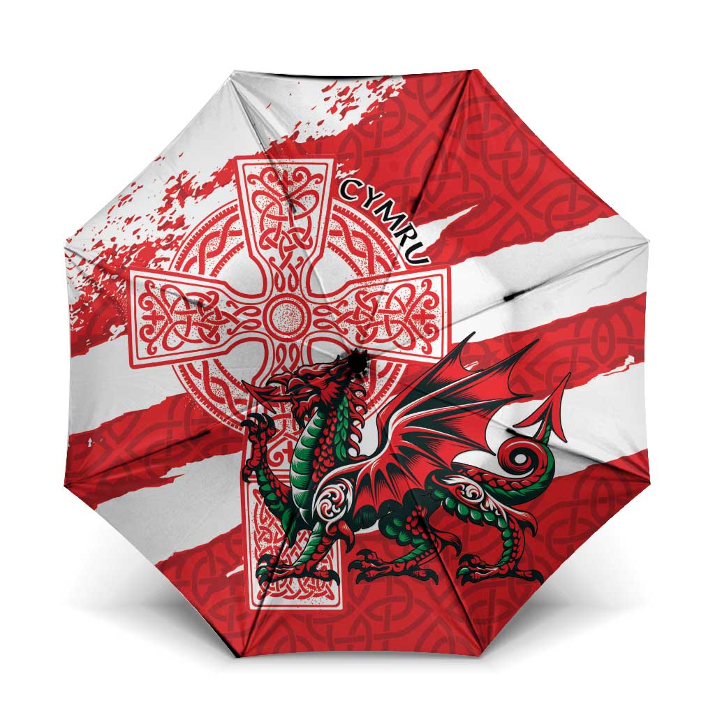 Wales Celtic Cross Umbrella Cymru Am Byth Red Version - Wonder Print Shop