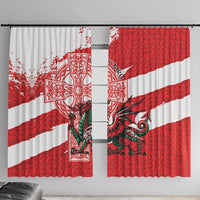 Wales Celtic Cross Window Curtain Cymru Am Byth Red Version - Wonder Print Shop