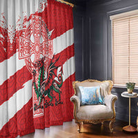 Wales Celtic Cross Window Curtain Cymru Am Byth Red Version - Wonder Print Shop