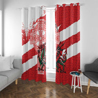 Wales Celtic Cross Window Curtain Cymru Am Byth Red Version - Wonder Print Shop