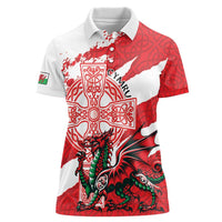 Wales Celtic Cross Women Polo Shirt Cymru Am Byth Red Version - Wonder Print Shop