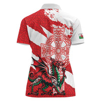 Wales Celtic Cross Women Polo Shirt Cymru Am Byth Red Version - Wonder Print Shop