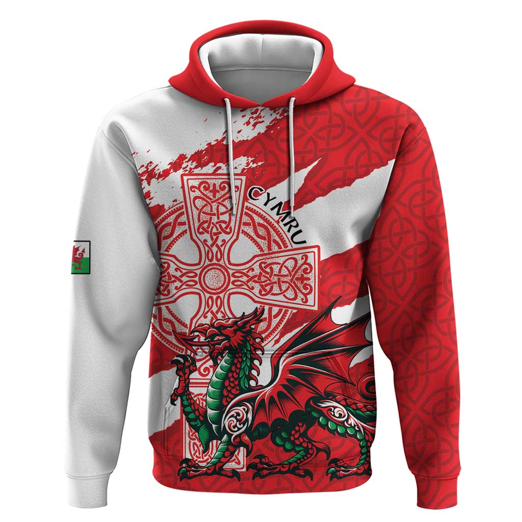 Wales Celtic Cross Zip Hoodie Cymru Am Byth Red Version - Wonder Print Shop