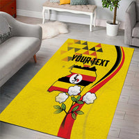 Personalized Uganda Independence Day Area Rug Grey Crowned Crane Bird - Wonder Print Shop