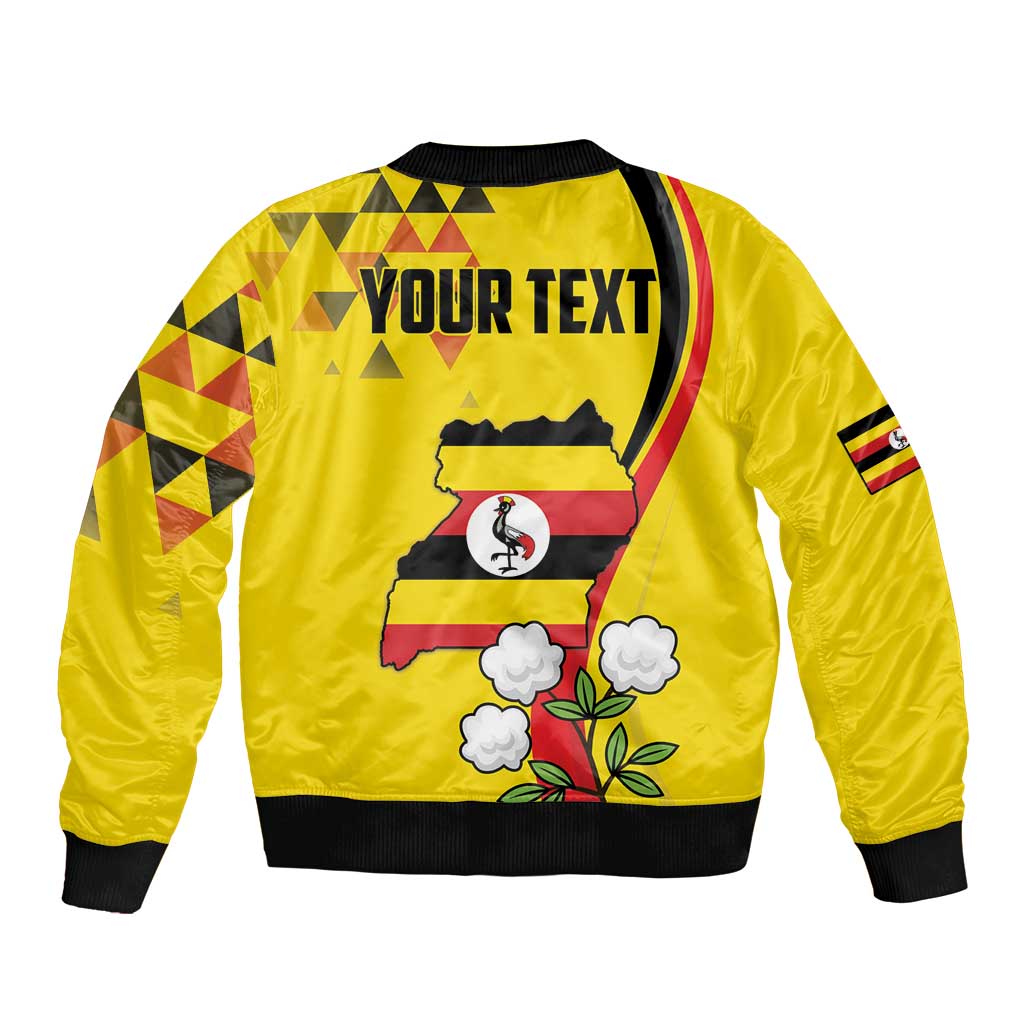 Personalized Uganda Independence Day Bomber Jacket Grey Crowned Crane Bird - Wonder Print Shop