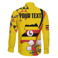 Personalized Uganda Independence Day Family Matching Long Sleeve Bodycon Dress and Hawaiian Shirt Grey Crowned Crane Bird - Wonder Print Shop