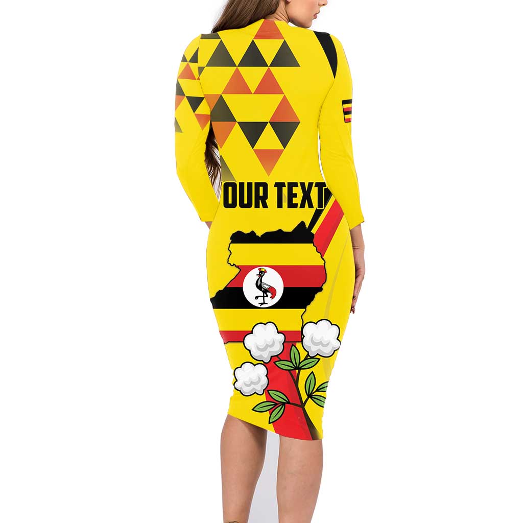 Personalized Uganda Independence Day Family Matching Long Sleeve Bodycon Dress and Hawaiian Shirt Grey Crowned Crane Bird - Wonder Print Shop