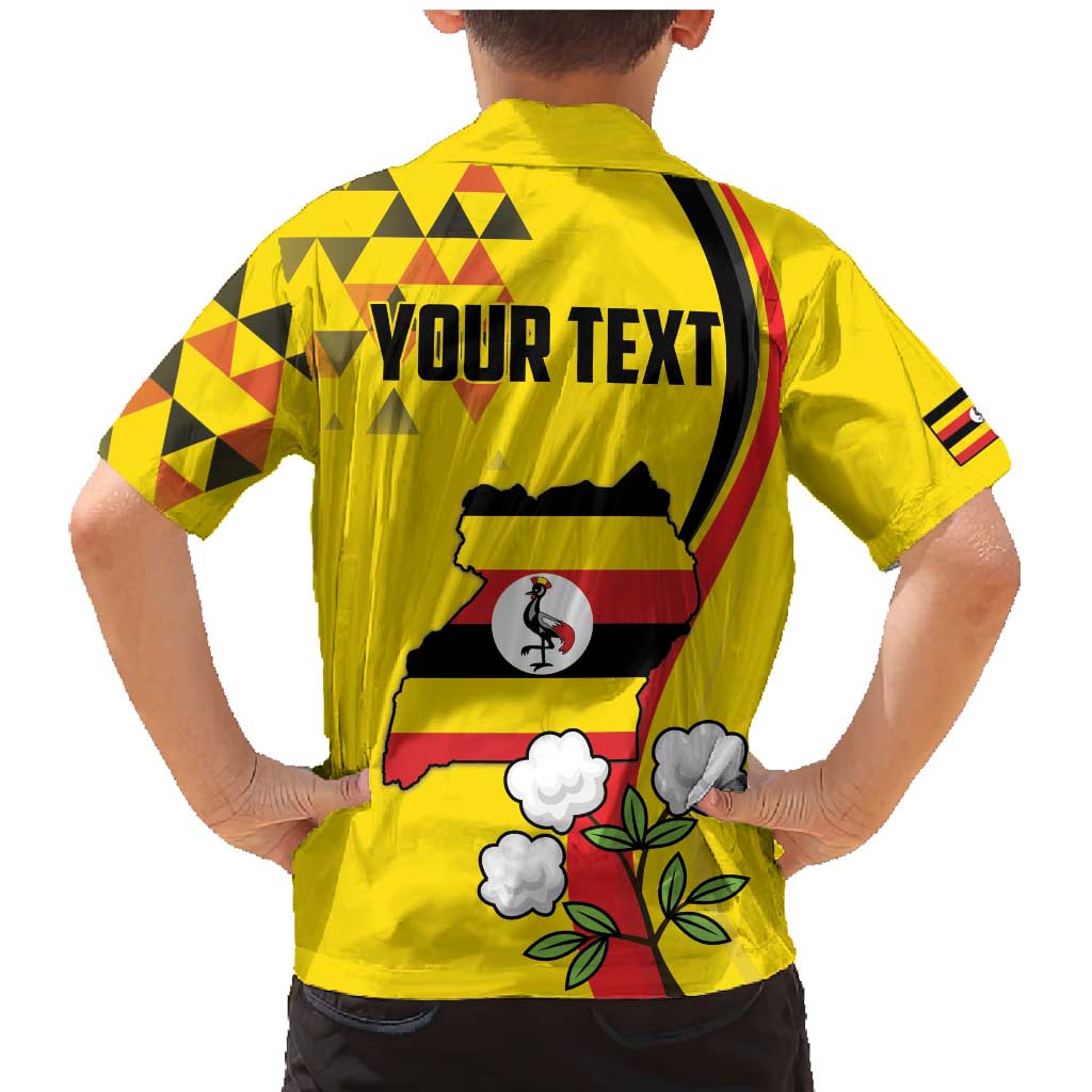 Personalized Uganda Independence Day Family Matching Mermaid Dress and Hawaiian Shirt Grey Crowned Crane Bird - Wonder Print Shop