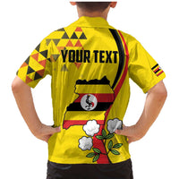 Personalized Uganda Independence Day Family Matching Mermaid Dress and Hawaiian Shirt Grey Crowned Crane Bird - Wonder Print Shop