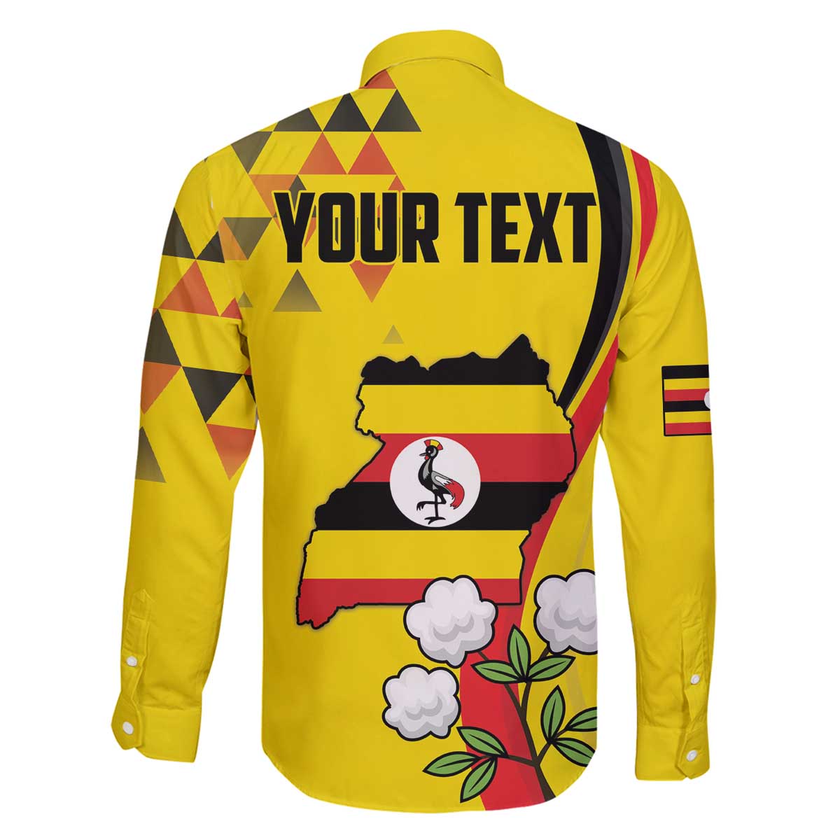 Personalized Uganda Independence Day Family Matching Off The Shoulder Long Sleeve Dress and Hawaiian Shirt Grey Crowned Crane Bird - Wonder Print Shop