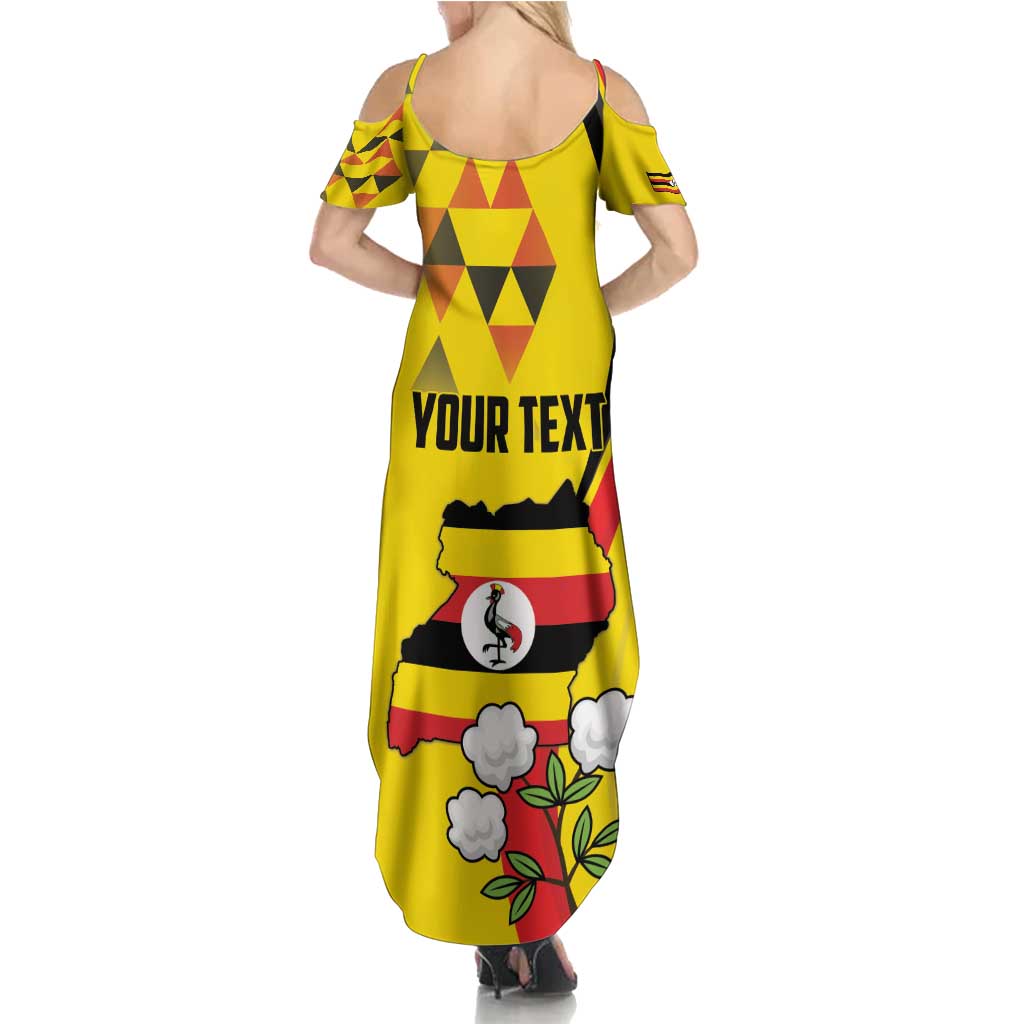 Personalized Uganda Independence Day Family Matching Summer Maxi Dress and Hawaiian Shirt Grey Crowned Crane Bird - Wonder Print Shop