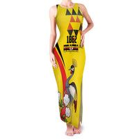 Personalized Uganda Independence Day Family Matching Tank Maxi Dress and Hawaiian Shirt Grey Crowned Crane Bird - Wonder Print Shop