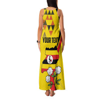 Personalized Uganda Independence Day Family Matching Tank Maxi Dress and Hawaiian Shirt Grey Crowned Crane Bird - Wonder Print Shop