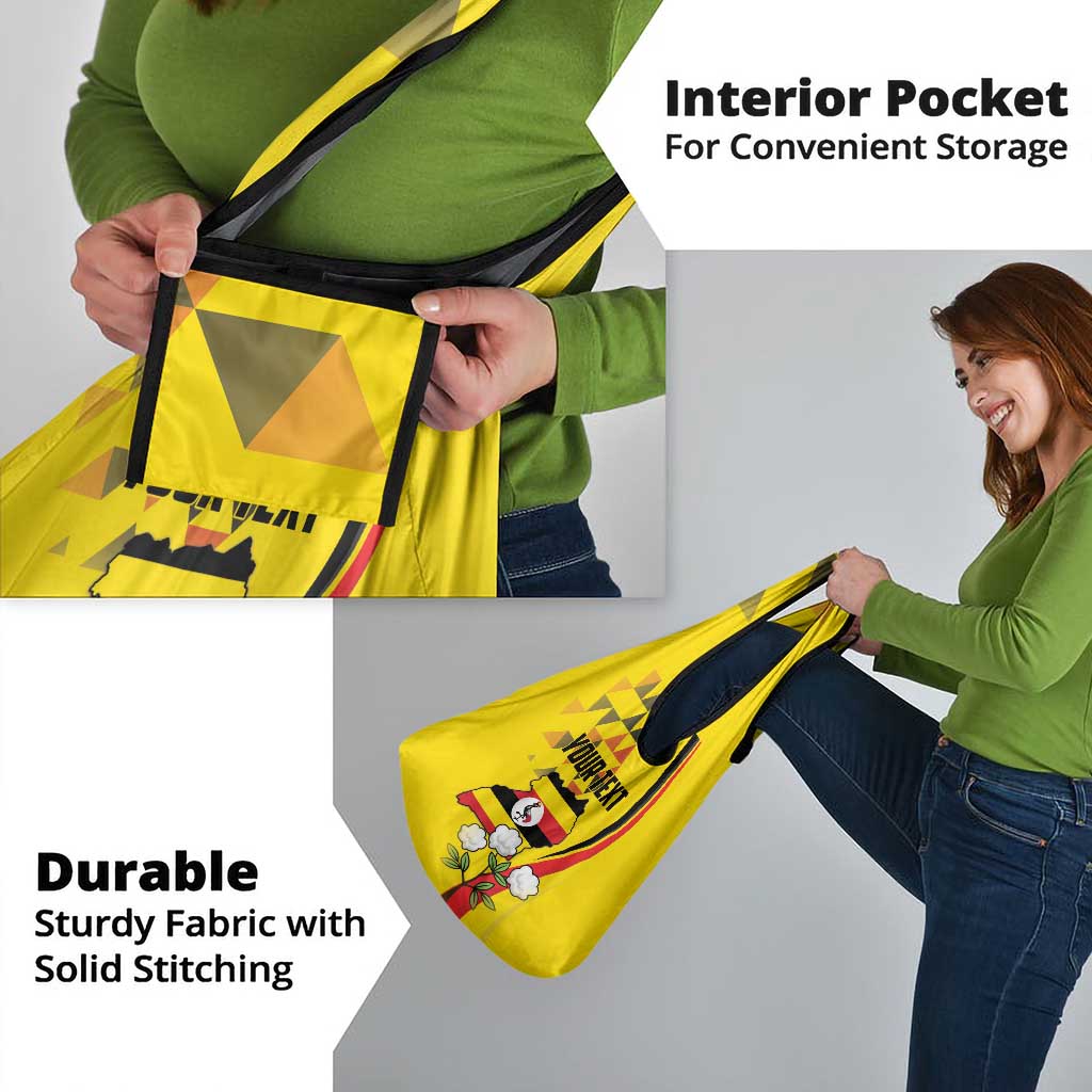 Personalized Uganda Independence Day Grocery Bag Grey Crowned Crane Bird