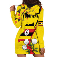 Personalized Uganda Independence Day Hoodie Dress Grey Crowned Crane Bird - Wonder Print Shop