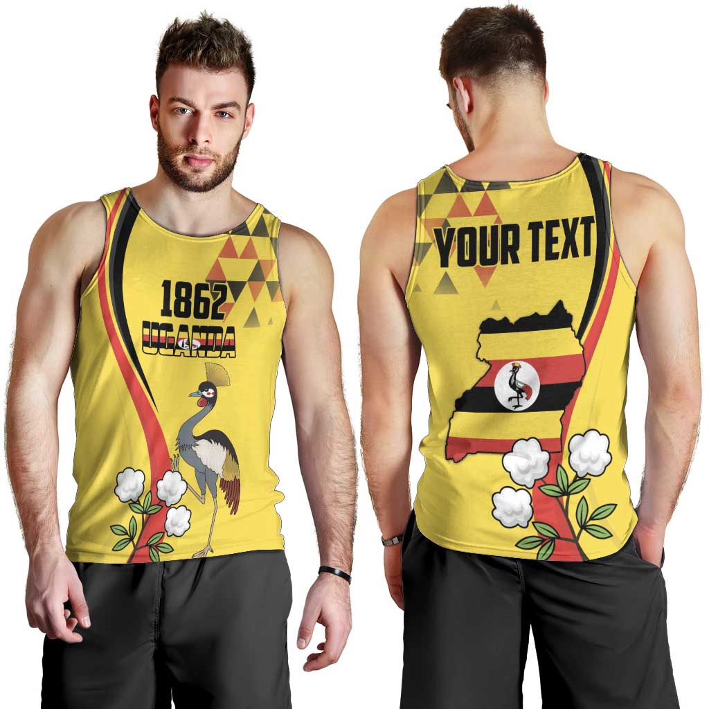 Personalized Uganda Independence Day Men Tank Top Grey Crowned Crane Bird - Wonder Print Shop