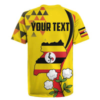 Personalized Uganda Independence Day Rugby Jersey Grey Crowned Crane Bird - Wonder Print Shop