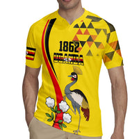 Personalized Uganda Independence Day Rugby Jersey Grey Crowned Crane Bird - Wonder Print Shop