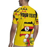 Personalized Uganda Independence Day Rugby Jersey Grey Crowned Crane Bird - Wonder Print Shop