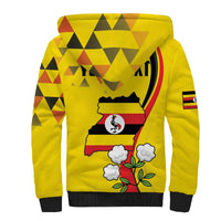 Personalized Uganda Independence Day Sherpa Hoodie Grey Crowned Crane Bird - Wonder Print Shop