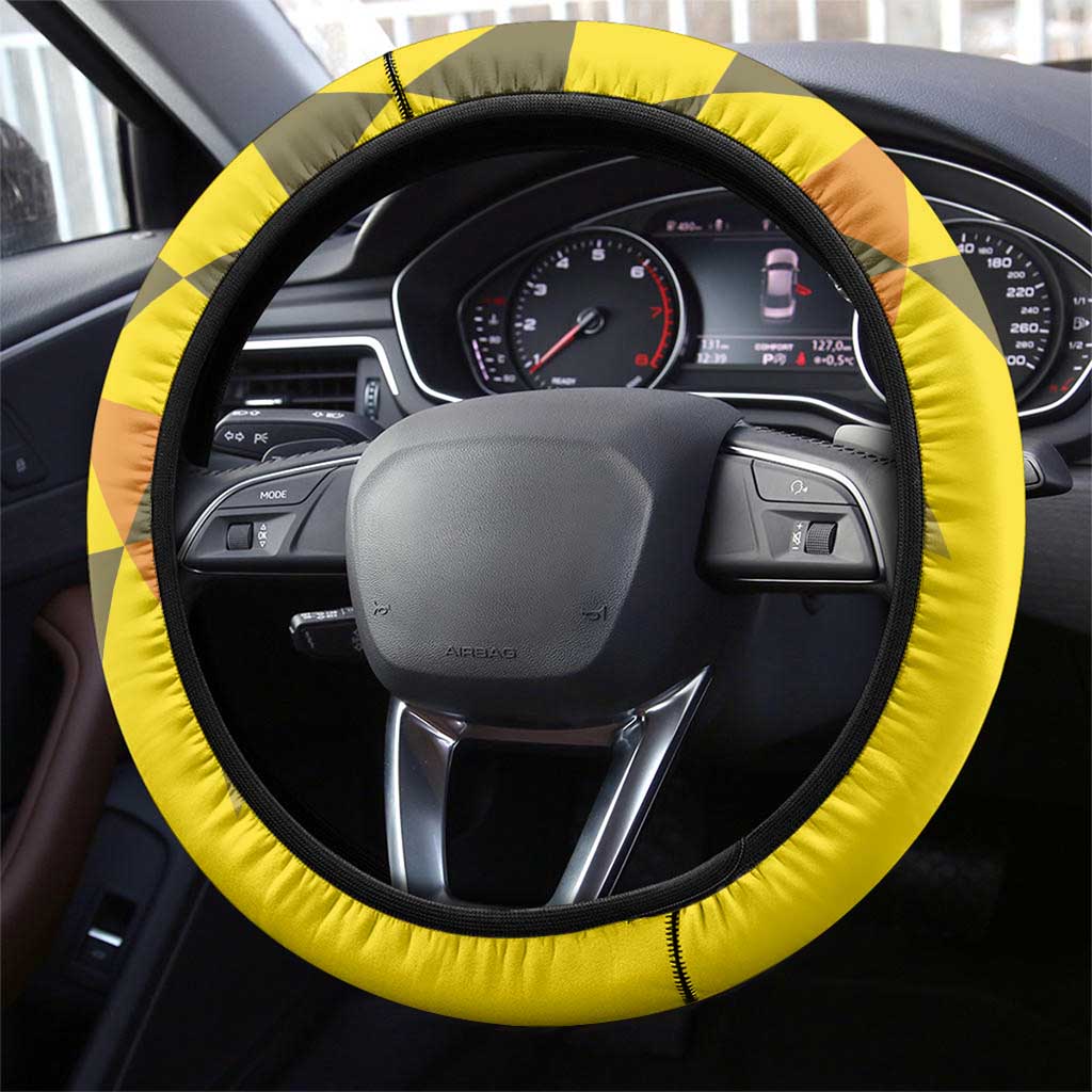 Uganda Independence Day Steering Wheel Cover Grey Crowned Crane Bird - Wonder Print Shop