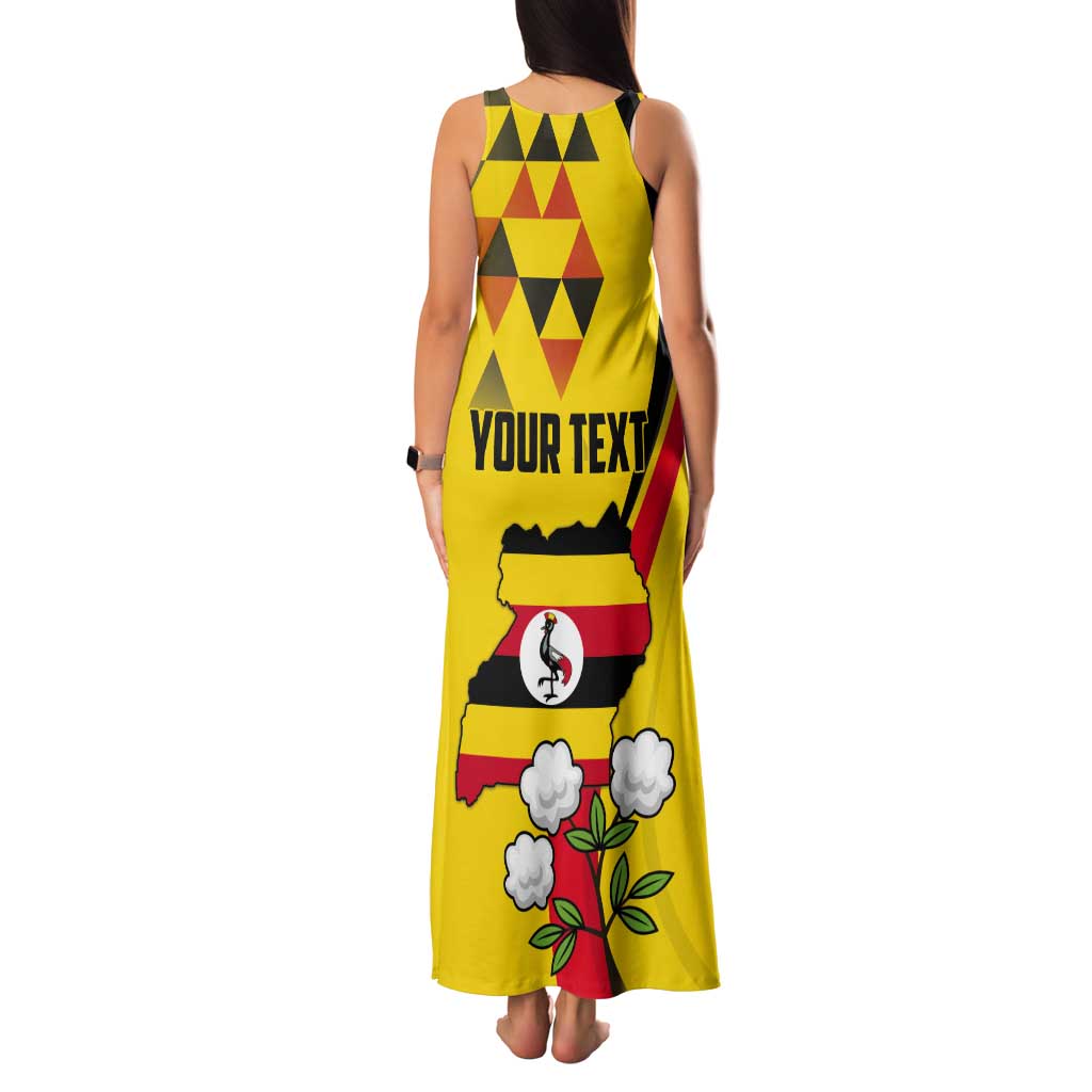 Personalized Uganda Independence Day Tank Maxi Dress Grey Crowned Crane Bird - Wonder Print Shop