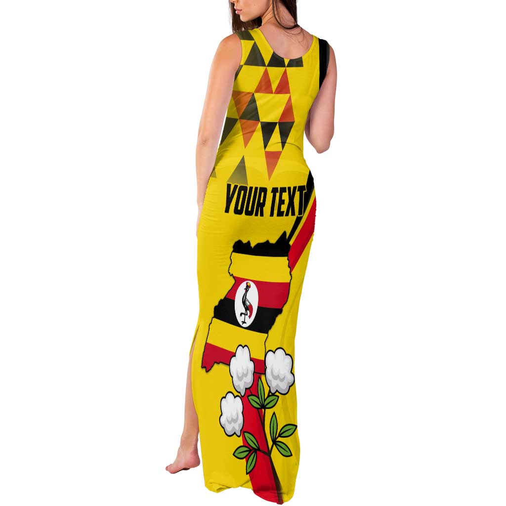 Personalized Uganda Independence Day Tank Maxi Dress Grey Crowned Crane Bird - Wonder Print Shop