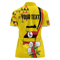 Personalized Uganda Independence Day Women Polo Shirt Grey Crowned Crane Bird - Wonder Print Shop