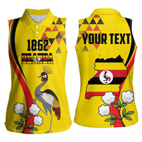 Personalized Uganda Independence Day Women Sleeveless Polo Shirt Grey Crowned Crane Bird - Wonder Print Shop