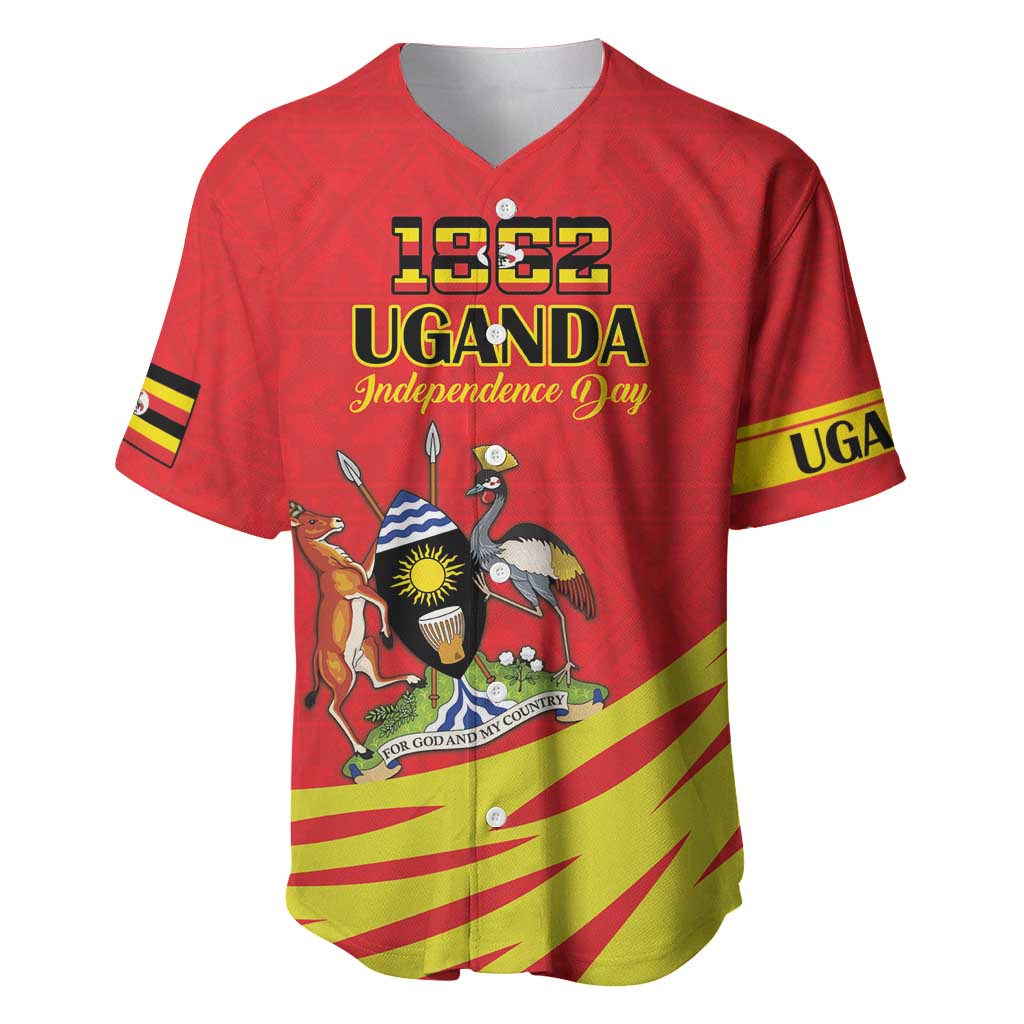 Custom Uganda Independence Day 1962 Baseball Jersey Coat Of Arms With Kente Patterns - Wonder Print Shop
