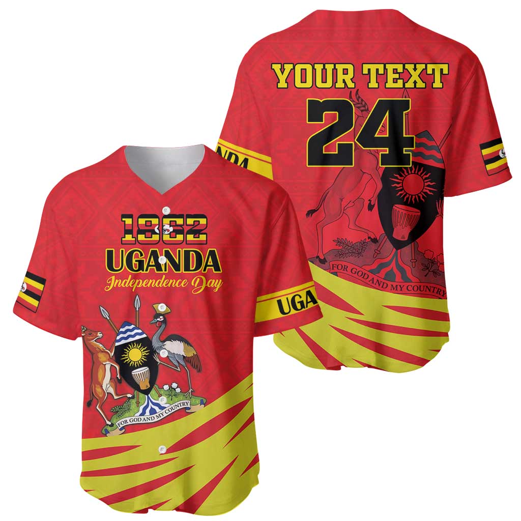 Custom Uganda Independence Day 1962 Baseball Jersey Coat Of Arms With Kente Patterns - Wonder Print Shop
