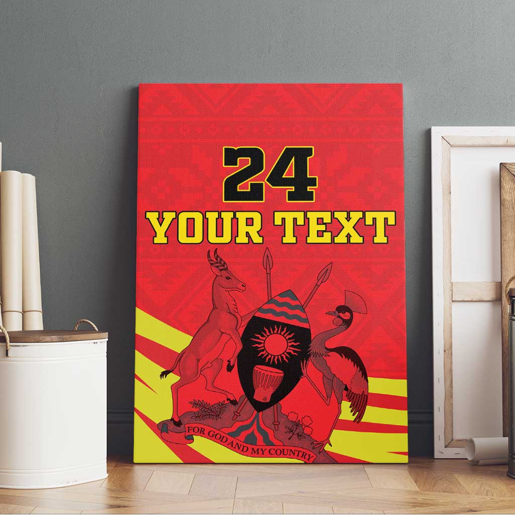 Custom Uganda Independence Day 1962 Canvas Wall Art Coat Of Arms With Kente Patterns - Wonder Print Shop