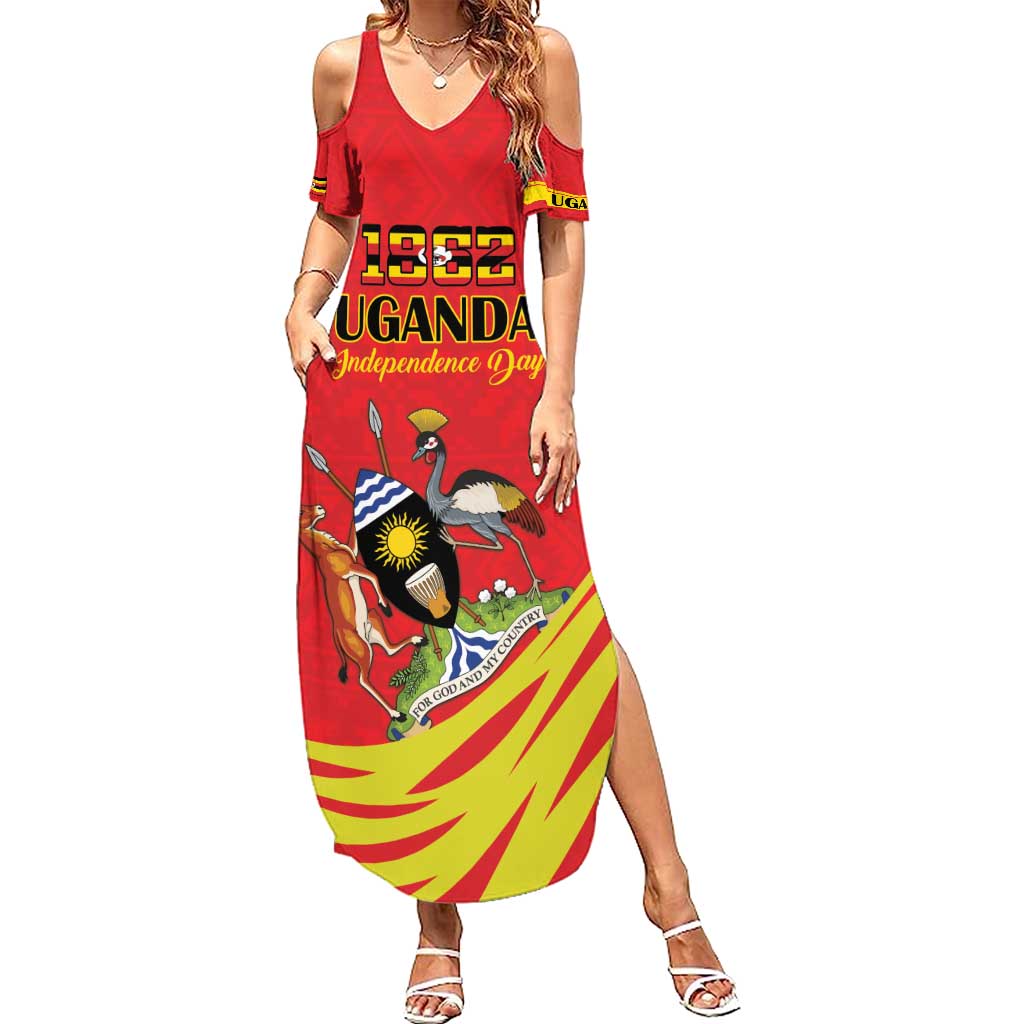 Custom Uganda Independence Day 1962 Family Matching Summer Maxi Dress and Hawaiian Shirt Coat Of Arms With Kente Patterns - Wonder Print Shop
