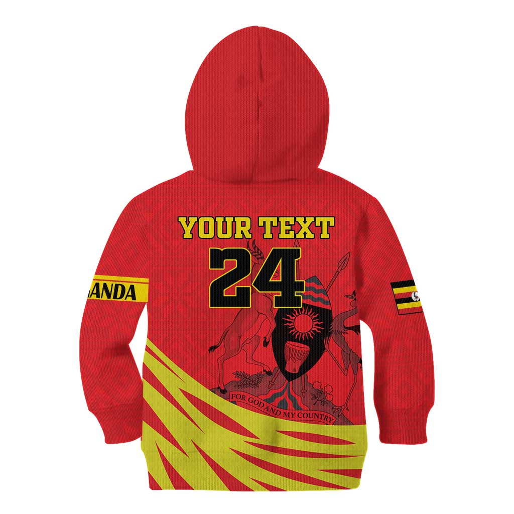 Custom Uganda Independence Day 1962 Kid Hoodie Coat Of Arms With Kente Patterns - Wonder Print Shop