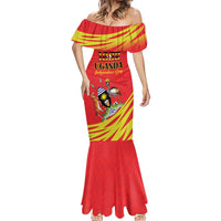 Custom Uganda Independence Day 1962 Mermaid Dress Coat Of Arms With Kente Patterns - Wonder Print Shop
