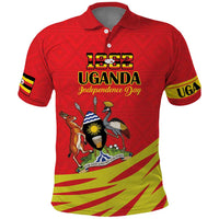Custom Uganda Independence Day 1962 Polo Shirt Coat Of Arms With Kente Patterns - Wonder Print Shop