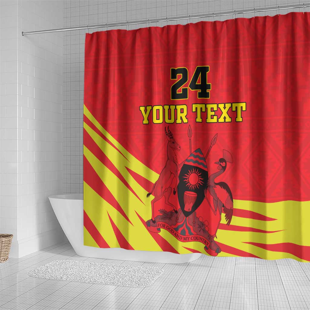 Custom Uganda Independence Day 1962 Shower Curtain Coat Of Arms With Kente Patterns