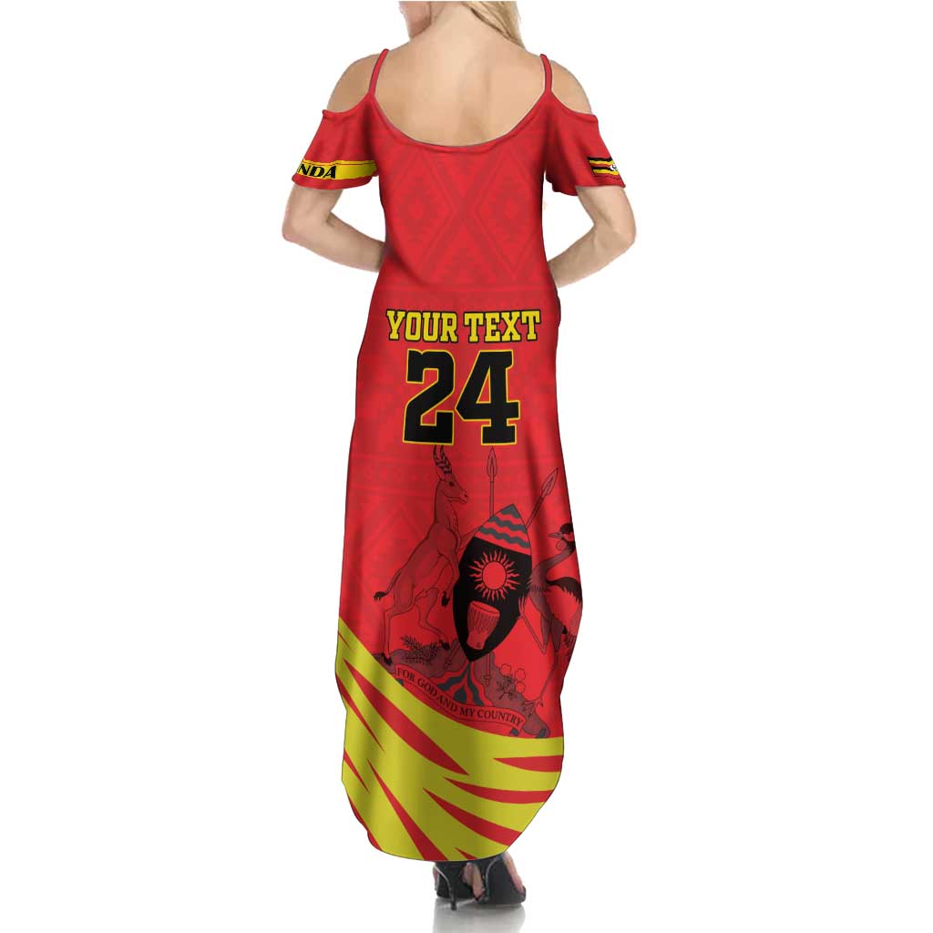 Custom Uganda Independence Day 1962 Summer Maxi Dress Coat Of Arms With Kente Patterns - Wonder Print Shop