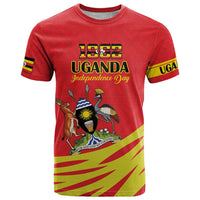 Custom Uganda Independence Day 1962 T Shirt Coat Of Arms With Kente Patterns - Wonder Print Shop
